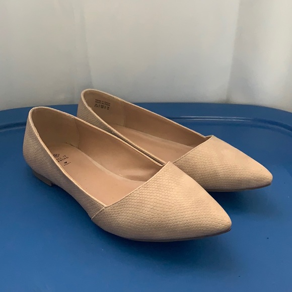 Nude pointed toe flats